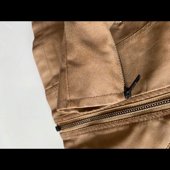 Brown Vegan Leather Moto Fall Jacket - Picture 14 of 14